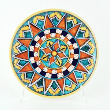 Italian round platter Geometrie 1 from the Geometrie Collection handmade by Francesca Niccacci in Deruta