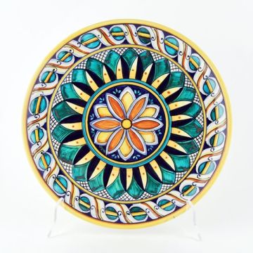 Italian round platter Geometrie 2 from the Geometrie Collection handmade by Francesca Niccacci in Deruta
