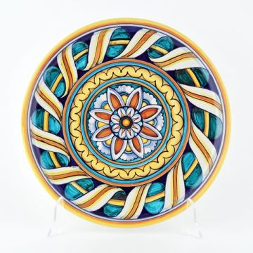 Italian round platter Geometrie 4 from the Geometrie Collection handmade by Francesca Niccacci in Deruta
