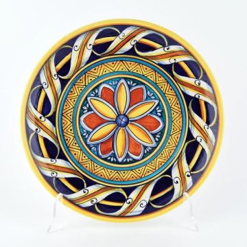 Italian round platter Geometrie 5 from the Geometrie Collection handmade by Francesca Niccacci in Deruta