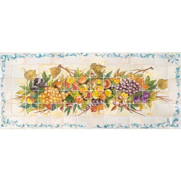 Deruta large tile panel featuring fruit handmade by Antica Deruta - Italy