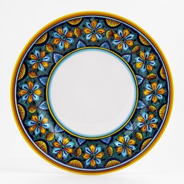 Italian dinner plate from the Geometrico 6E Collection handmade by Eugenio Ricciarelli - Deruta, Rapallo, Amalfi