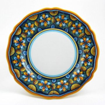 Italian dinner plate from the Geometrico 6E Collection handmade by Eugenio Ricciarelli - Deruta, Rapallo, Amalfi