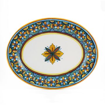 Italian oval platter from the Geometrico 6E Collection handmade by Eugenio Ricciarelli - Deruta, Rapallo, Amalfi