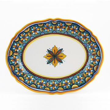 Italian oval platter from the Geometrico 6E Collection handmade by Eugenio Ricciarelli - Deruta, Rapallo, Amalfi