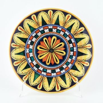 Italian round platter Geometrie 6 from the Geometrie Collection handmade by Francesca Niccacci in Deruta