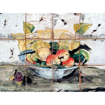 Deruta tile panel featuring fruit handmade by Antica Deruta - Italy