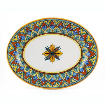 Italian oval platter from the Geometrico 7E Collection handmade by Eugenio Ricciarelli - Deruta, Rapallo, Amalfi