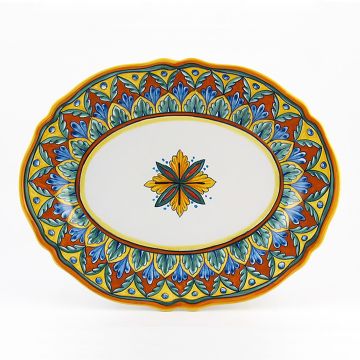 Italian oval platter from the Geometrico 7E Collection handmade by Eugenio Ricciarelli - Deruta, Rapallo, Amalfi