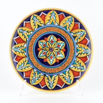 Italian round platter Geometrie 7 from the Geometrie Collection handmade by Francesca Niccacci in Deruta