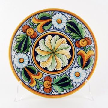 Italian round platter Geometrie 8 from the Geometrie Collection handmade by Francesca Niccacci in Deruta