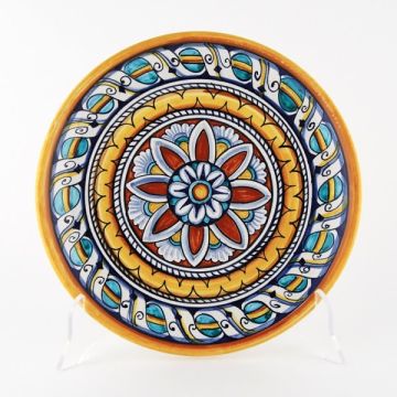 Italian round platter Geometrie 9 from the Geometrie Collection handmade by Francesca Niccacci in Deruta