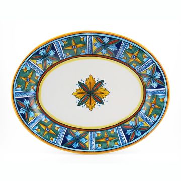 Italian oval platter from the Geometrico 11E Collection handmade by Eugenio Ricciarelli - Deruta, Rapallo, Amalfi