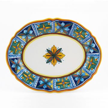 Italian oval platter from the Geometrico 11E Collection handmade by Eugenio Ricciarelli - Deruta, Rapallo, Amalfi