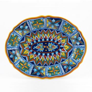 Italian oval platter from the Geometrico 11E Collection handmade by Eugenio Ricciarelli - Deruta, Rapallo, Amalfi