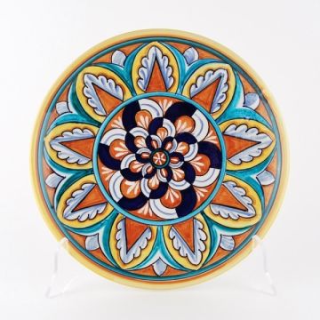 Italian round platter Geometrie 11 from the Geometrie Collection handmade by Francesca Niccacci in Deruta