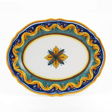Italian oval platter from the Geometrico 16E Collection handmade by Eugenio Ricciarelli - Deruta, Rapallo, Amalfi