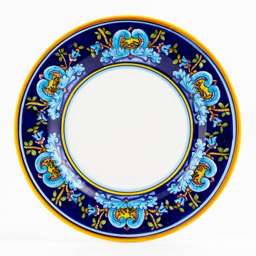 Italian dinner plate from the Geometrico 19E Collection handmade by Eugenio Ricciarelli - Deruta, Rapallo, Amalfi