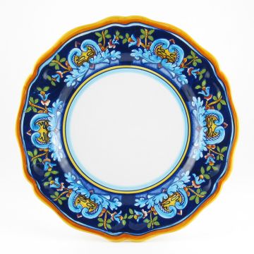 Italian dinner plate from the Geometrico 19E Collection handmade by Eugenio Ricciarelli - Deruta, Rapallo, Amalfi