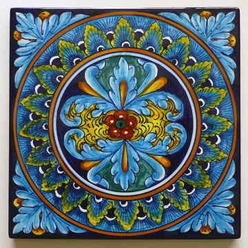 Hand-painted Italian tile er01 by Eugenio Ricciarelli - Deruta, Rapallo, Amalfi