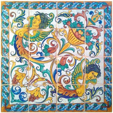 Deruta tile panel featuring a Cornucopia handmade by Antica Deruta - Italy