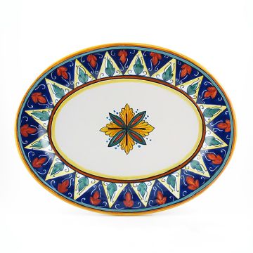 Italian oval platter from the Geometrico 20E Collection handmade by Eugenio Ricciarelli - Deruta, Rapallo, Amalfi