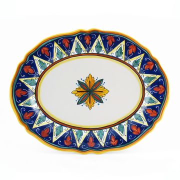 Italian oval platter from the Geometrico 20E Collection handmade by Eugenio Ricciarelli - Deruta, Rapallo, Amalfi