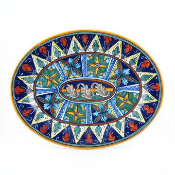 Italian oval platter from the Geometrico 20E Collection handmade by Eugenio Ricciarelli - Deruta, Rapallo, Amalfi