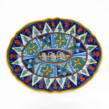 Italian oval platter from the Geometrico 20E Collection handmade by Eugenio Ricciarelli - Deruta, Rapallo, Amalfi