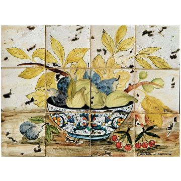 Deruta Fruit tile panel handmade by Antica Deruta - Italy