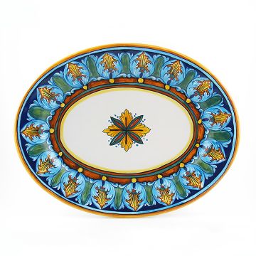 Italian oval platter from the Geometrico 25E Collection handmade by Eugenio Ricciarelli - Deruta, Rapallo, Amalfi