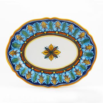 Italian oval platter from the Geometrico 25E Collection handmade by Eugenio Ricciarelli - Deruta, Rapallo, Amalfi