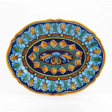 Italian oval platter from the Geometrico 25E Collection handmade by Eugenio Ricciarelli - Deruta, Rapallo, Amalfi