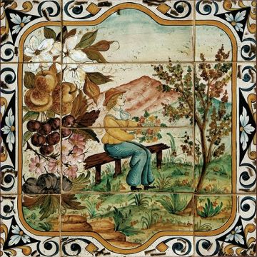 Deruta Spring tile panel from the Four Seasons collection handmade by Antica Deruta - Italy