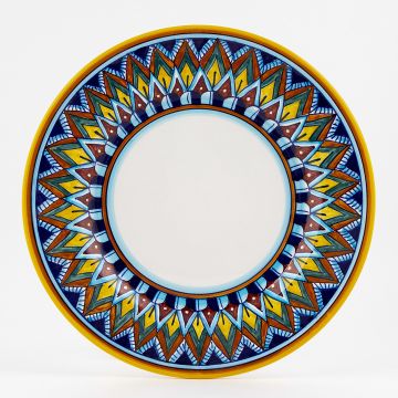 Italian dinner plate from the Geometrico 29E Collection handmade by Eugenio Ricciarelli - Deruta, Rapallo, Amalfi