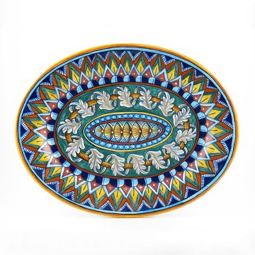 Italian oval platter from the Geometrico 29E Collection handmade by Eugenio Ricciarelli - Deruta, Rapallo, Amalfi