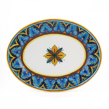 Italian oval platter from the Geometrico 34E Collection handmade by Eugenio Ricciarelli - Deruta, Rapallo, Amalfi