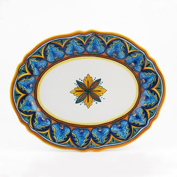 Italian oval platter from the Geometrico 34E Collection handmade by Eugenio Ricciarelli - Deruta, Rapallo, Amalfi