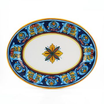 Italian oval platter from the Geometrico 35E Collection handmade by Eugenio Ricciarelli - Deruta, Rapallo, Amalfi