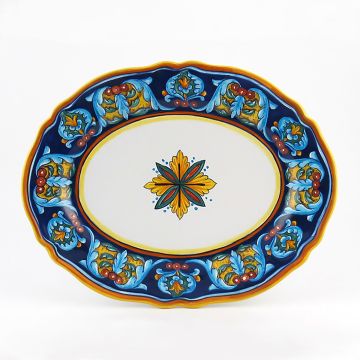 Italian oval platter from the Geometrico 35E Collection handmade by Eugenio Ricciarelli - Deruta, Rapallo, Amalfi