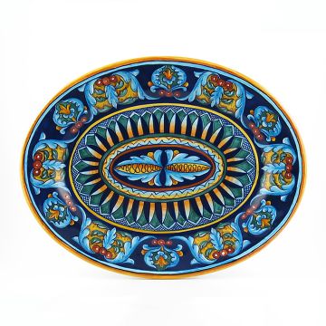 Italian oval platter from the Geometrico 35E Collection handmade by Eugenio Ricciarelli - Deruta, Rapallo, Amalfi