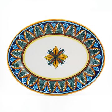 Italian oval platter from the Geometrico 37E Collection handmade by Eugenio Ricciarelli - Deruta, Rapallo, Amalfi