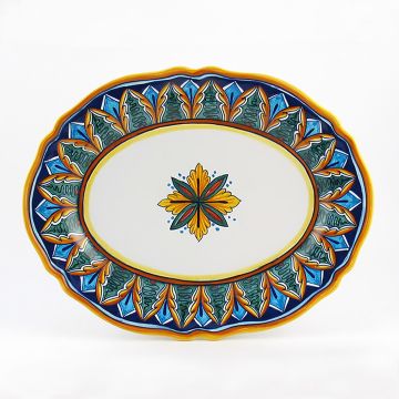 Italian oval platter from the Geometrico 37E Collection handmade by Eugenio Ricciarelli - Deruta, Rapallo, Amalfi