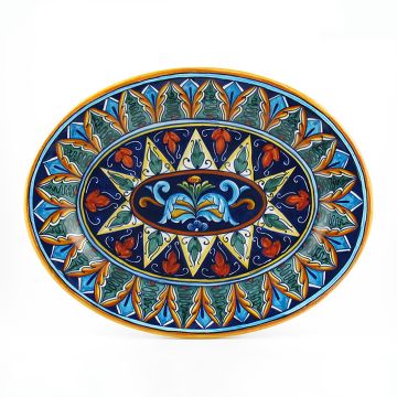 Italian oval platter from the Geometrico 37E Collection handmade by Eugenio Ricciarelli - Deruta, Rapallo, Amalfi