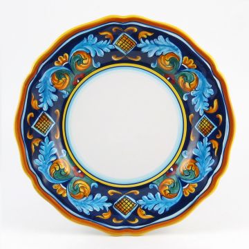 Italian dinner plate from the Geometrico 38E Collection handmade by Eugenio Ricciarelli - Deruta, Rapallo, Amalfi