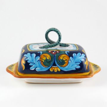 Italian butter dish from the Geometrico 38E Collection handmade by Eugenio Ricciarelli - Deruta, Rapallo, Amalfi