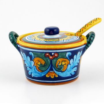 Italian cheese jar from the Geometrico 38E Collection handmade by Eugenio Ricciarelli - Deruta, Rapallo, Amalfi