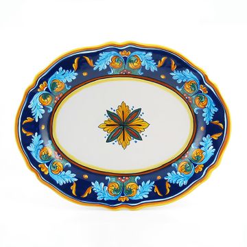 Italian oval platter from the Geometrico 38E Collection handmade by Eugenio Ricciarelli - Deruta, Rapallo, Amalfi