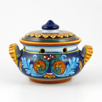 Italian garlic jar from the Geometrico 38E Collection handmade by Eugenio Ricciarelli - Deruta, Rapallo, Amalfi