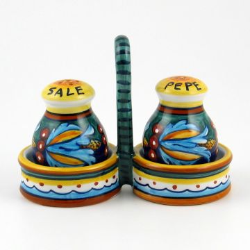 Italian salt and pepper shakers set from the Geometrico 39E Collection handmade by Eugenio Ricciarelli - Deruta, Rapallo, Amalfi